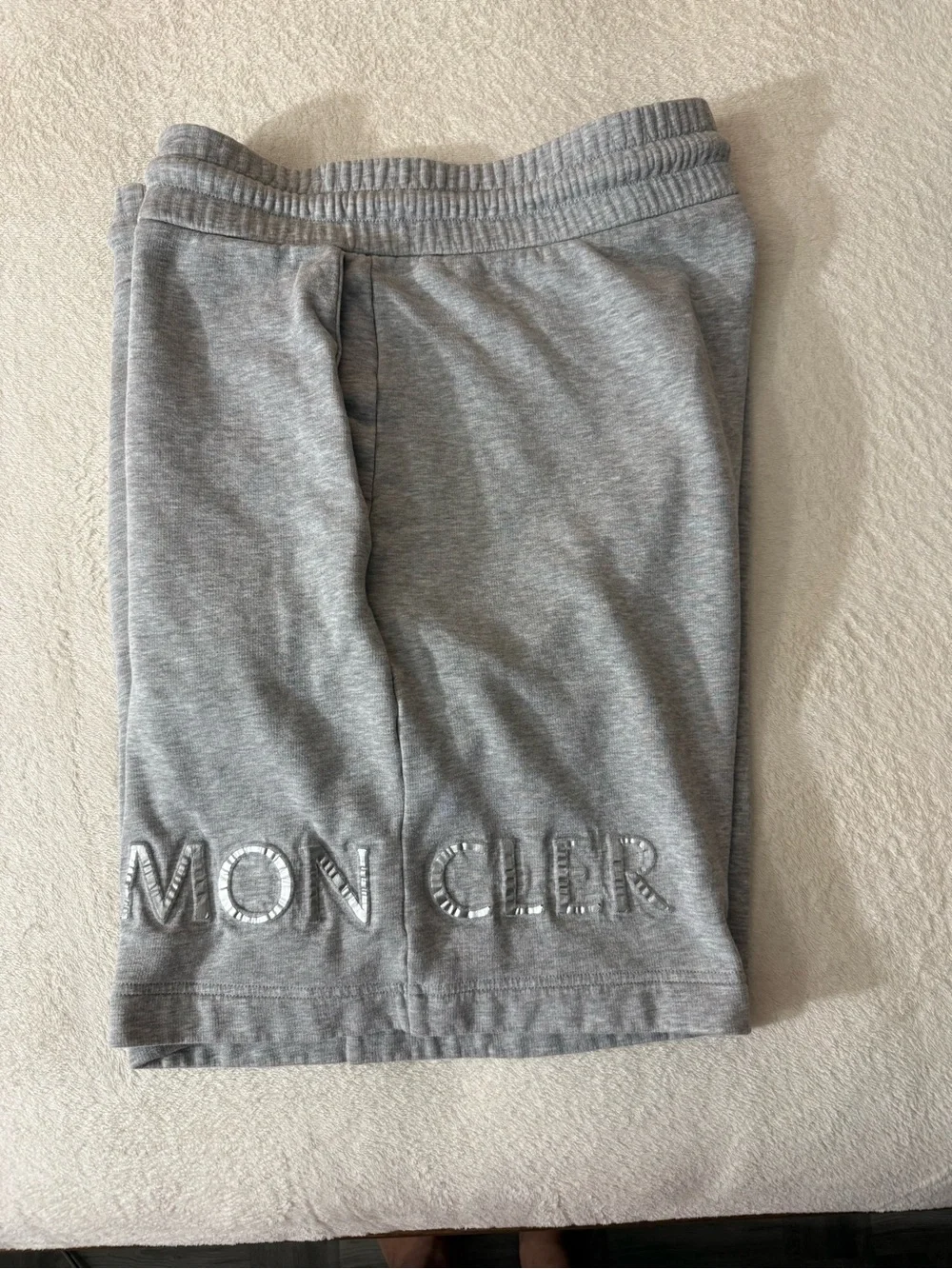 Moncler Gray Athletic Drawstring Knit Shorts